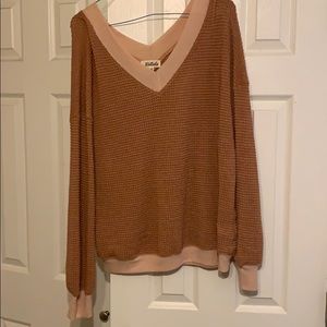 Orange/coral off the shoulder sweater